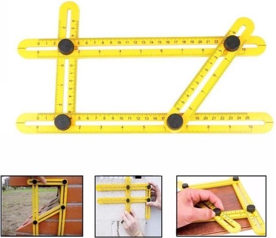 Angle-izer Meetinstrument en multi-hoeklineaal - Kunststof - Geel - Duimstok - Meetlat