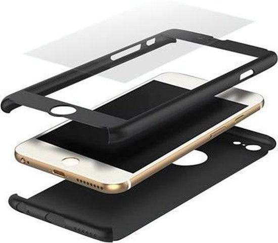 foonhoesje  Telefooncase Tempered glass  iPhone 7+ zilver - 360 case