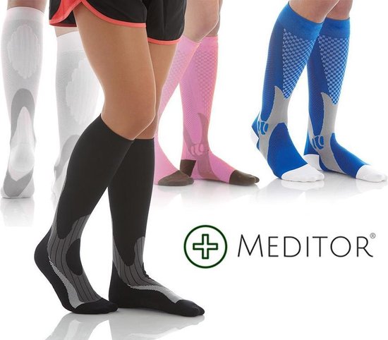 MeditorPlus Sport Compression Socks - 2 pairs - Black - L/XL -