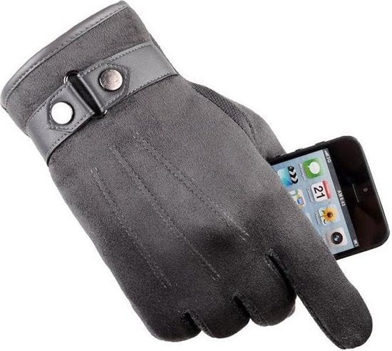 Touch Handschoenen Touchscreen mee bedienen Suéde Grijs