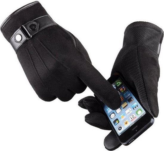Touch Gloves Touchscreen operation Suede Black