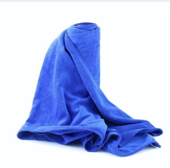 Microvezel strandhanddoek - Handige draagtas - Fijne badstof - 180x90cm - Blauw