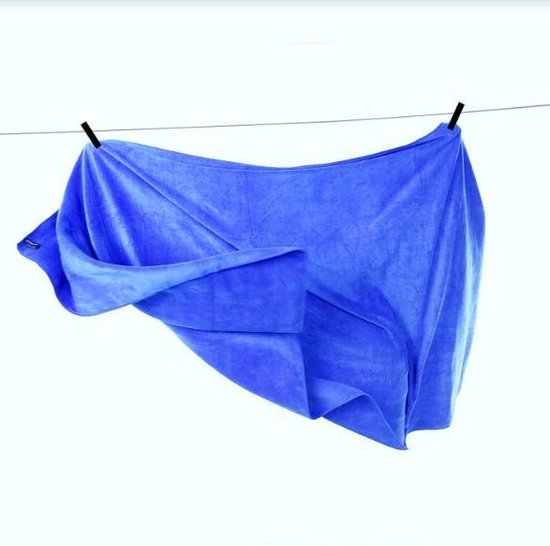 Microfibre beach towel - Handy carrying bag - Fine terry cloth - 180x90cm - Blue