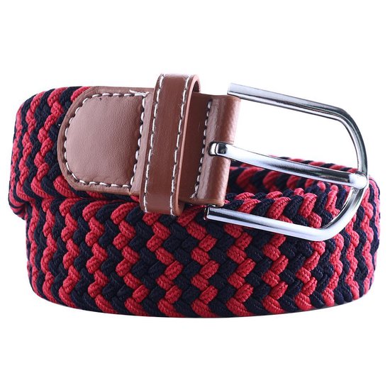 Elastic Woven Belt Braided Belt Stretchable Stripes Red/Black