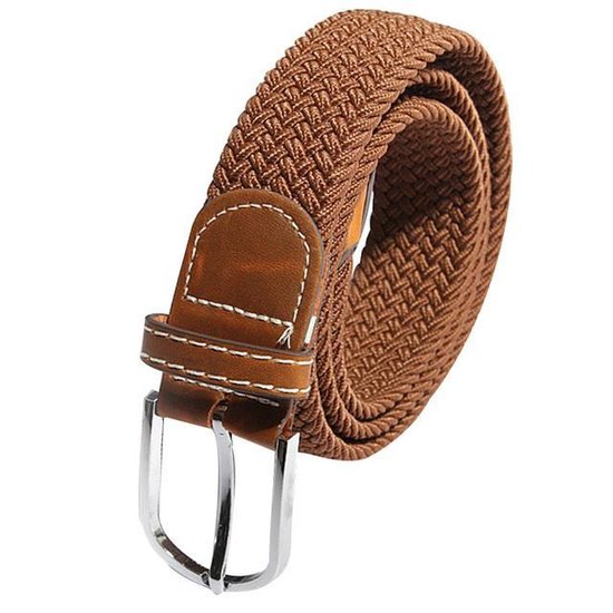 Elastic Woven Belt Braided Belt Stretchable Light Brown