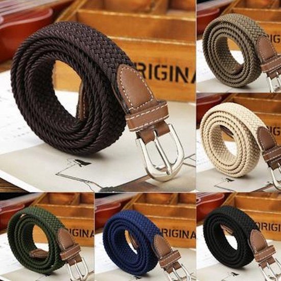 Elastic Comfort Belt - Braided Belt - Elastic Braided Belt - Total length 105 cm - Black