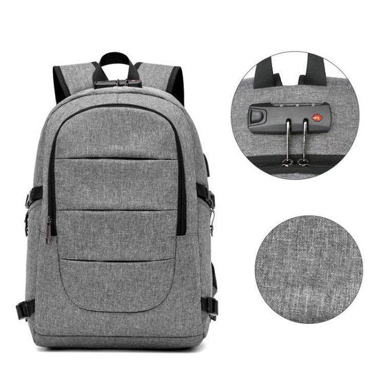 Backpack Anti Theft Backpack TSA Lock USB AUX Port - Bordeaux