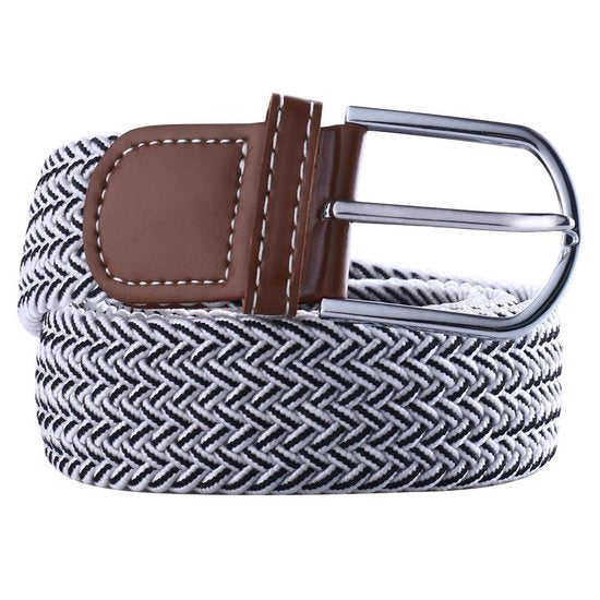 Elastic Woven Belt Braided Belt Stretchy Stripes Black/White