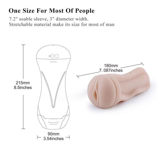 Hismith - Vagina Masturbator - With Vibration and Moaning Sounds! Realistic feeling. Easy to clean! White