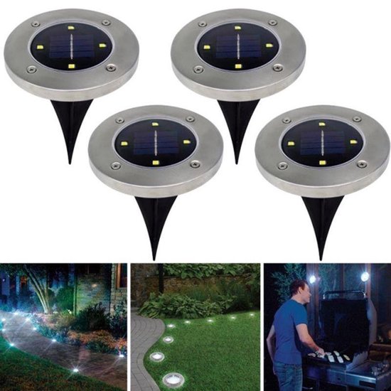Ground spots 4 pieces - LED Solar Energy - Garden lamp - Garden lighting - Solar - 6500K White - Home &amp; Garden VARIANT