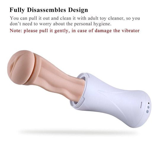 Hismith - Vagina Masturbator - With Vibration and Moaning Sounds! Realistic feeling. Easy to clean! White