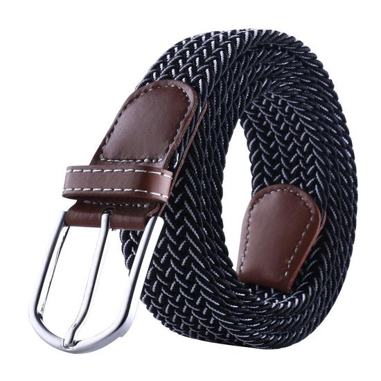 Elastic Woven Belt Braided Belt Stretchable Black/White