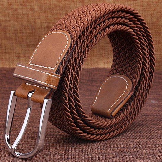 Elastic Woven Belt Braided Belt Stretchable Light Brown