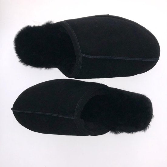 Walq Slippers Men's Warm Slippers Suede Wool - Black - Size 41 to 43