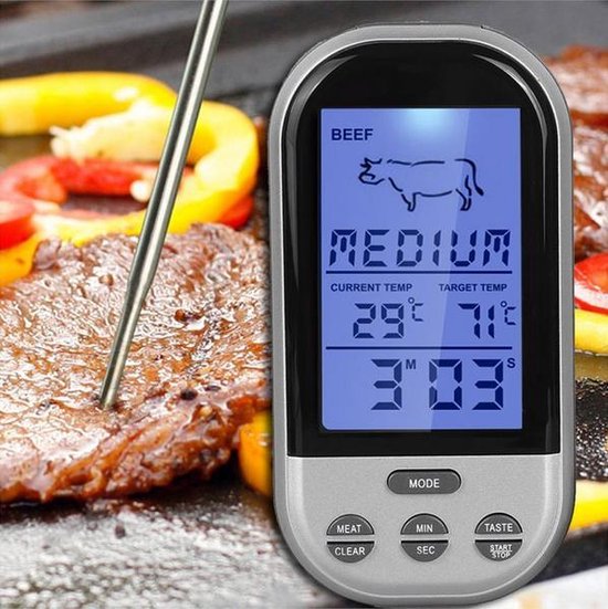 Digitale Keukenthermometer - RVS/Kunsstof - Grijs/Zilver