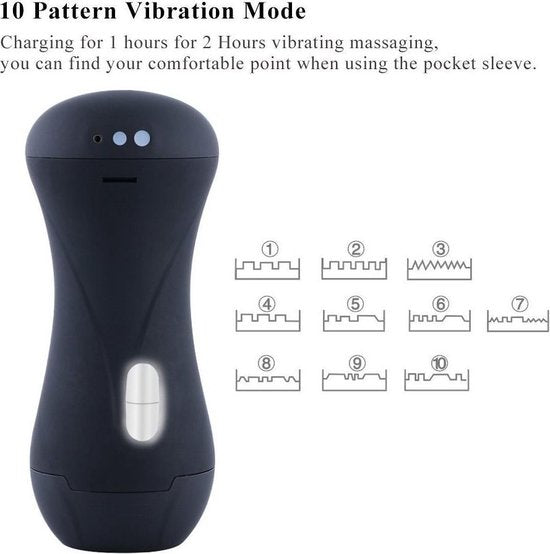 Pocket Pussy - Masturbator - Met Vibratie en Kreun geluiden! - Zwart