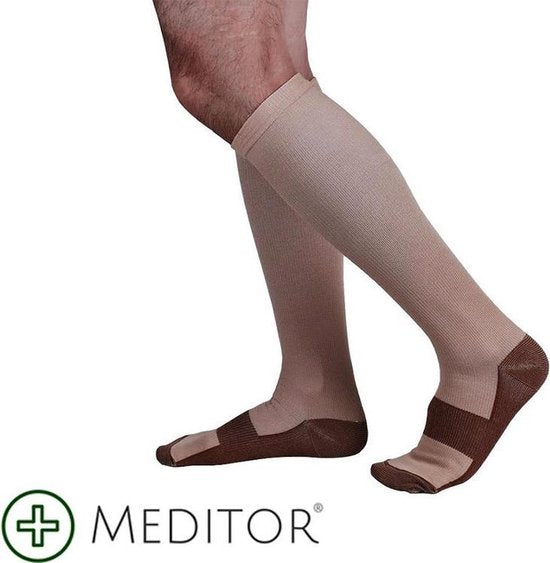 MeditorPlus Copper Therapeutic Compression Socks 3 Pair Nude - L/XL
