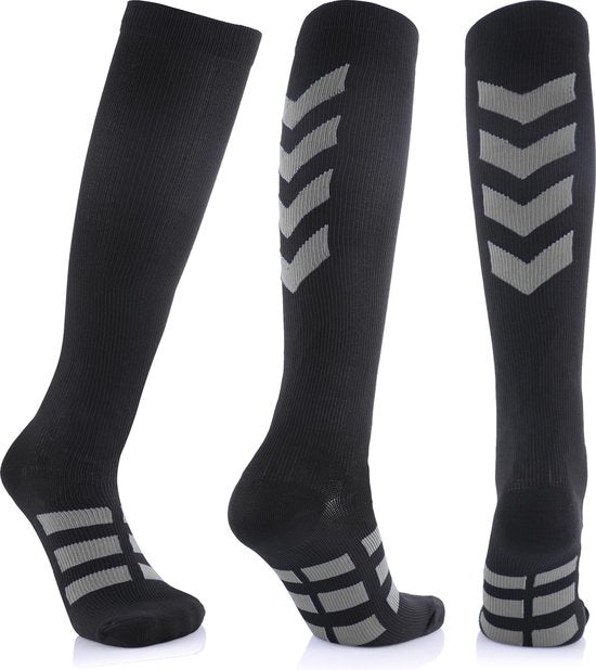 Compression socks Outdoor 2 Pairs Black/Grey- Size L-XL (39-47)