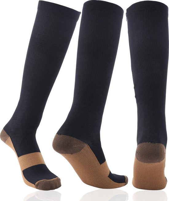 MeditorPlus Compression Stockings with Zipper - 3 Pairs Comfortable and Easy Three colors S/M