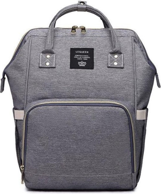 Lequeen Luiertas Rugzak - Verzorgingstas Luiertas - Pampertas - Donkergrijs - Stijlvol en Duurzaam