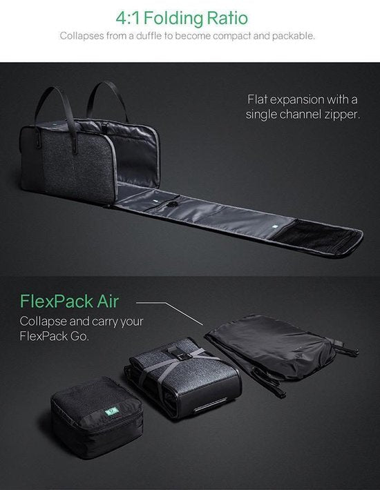 FlexPack GO Duffle Bag - Anti theft weekend bag - Anti theft travel bag - Duffle bag - Kevlar - USB Port - TSA Lock - Check the video!