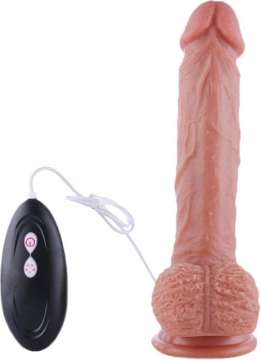 Rotating Dildo - Dildo Rotates &amp; Vibrates - With remote control - With suction cup - 22.5 cm