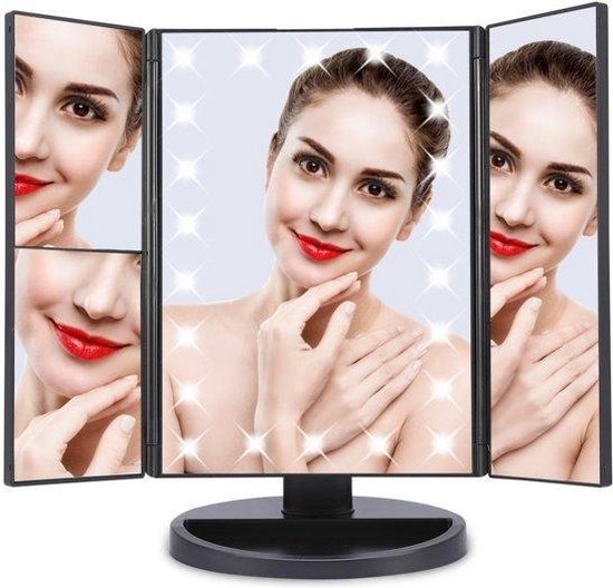 Mirror with LED lighting - Make-up mirror 3 Magnifying Mirrors - Black