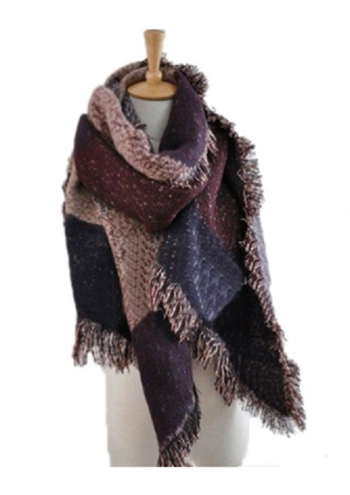 Luxury Scarf Pashmina and Wool Purple - Winter Scarf