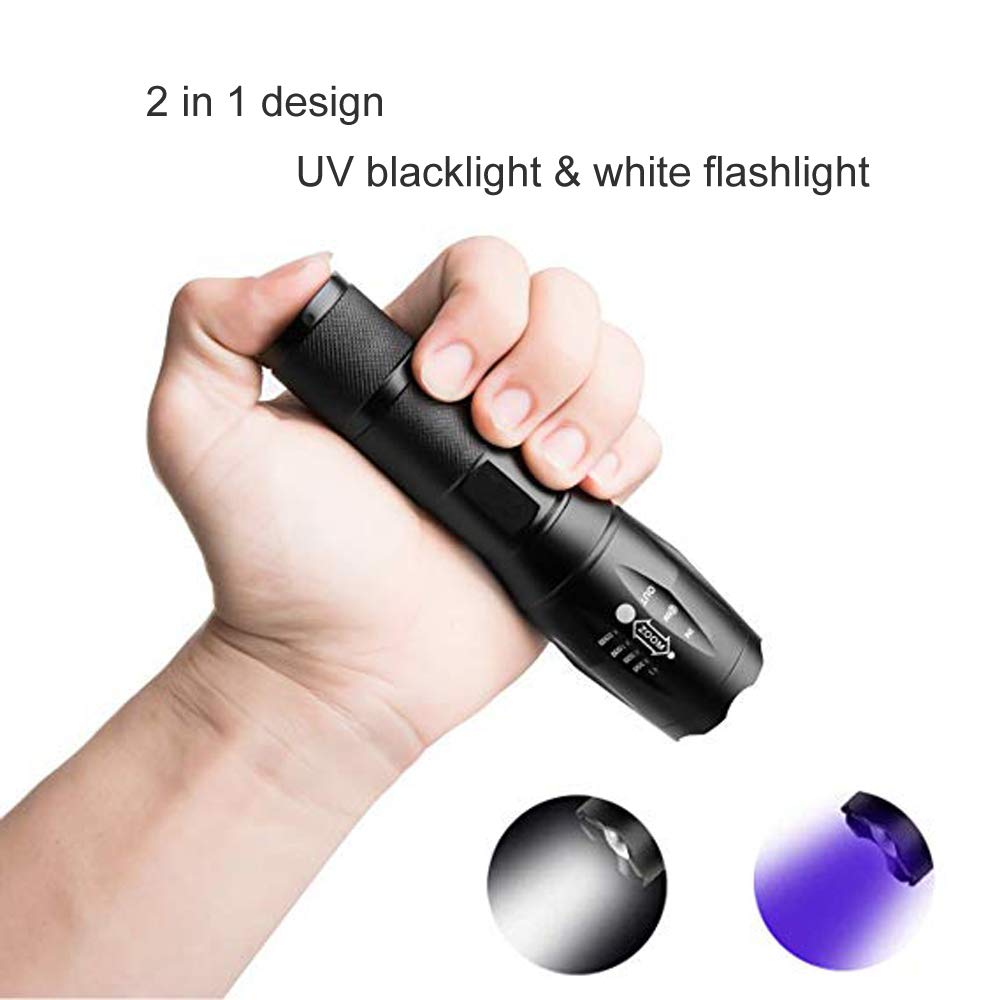 UV Flashlight Blacklight with 2300 Lumen - Detect stains, check your hotel room for cleanliness, etc