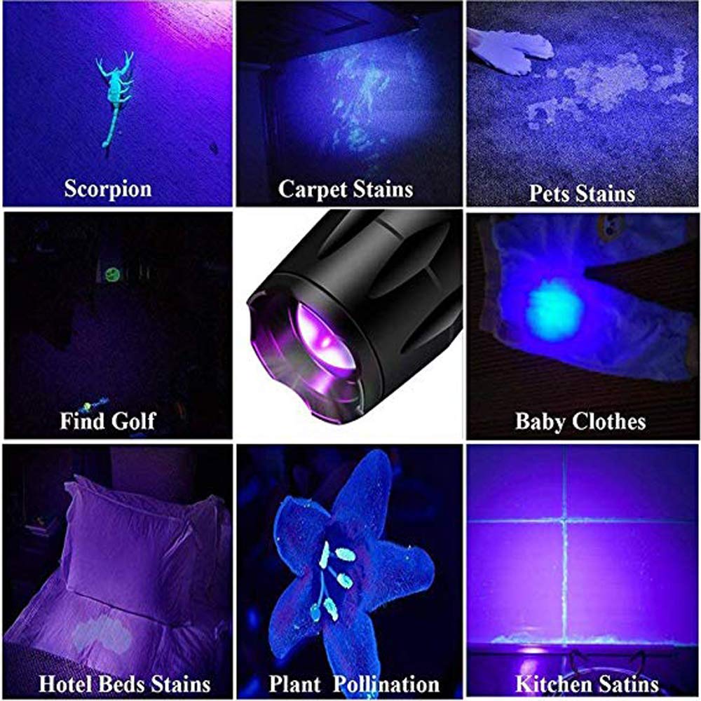 UV Flashlight Blacklight with 2300 Lumen - Detect stains, check your hotel room for cleanliness, etc