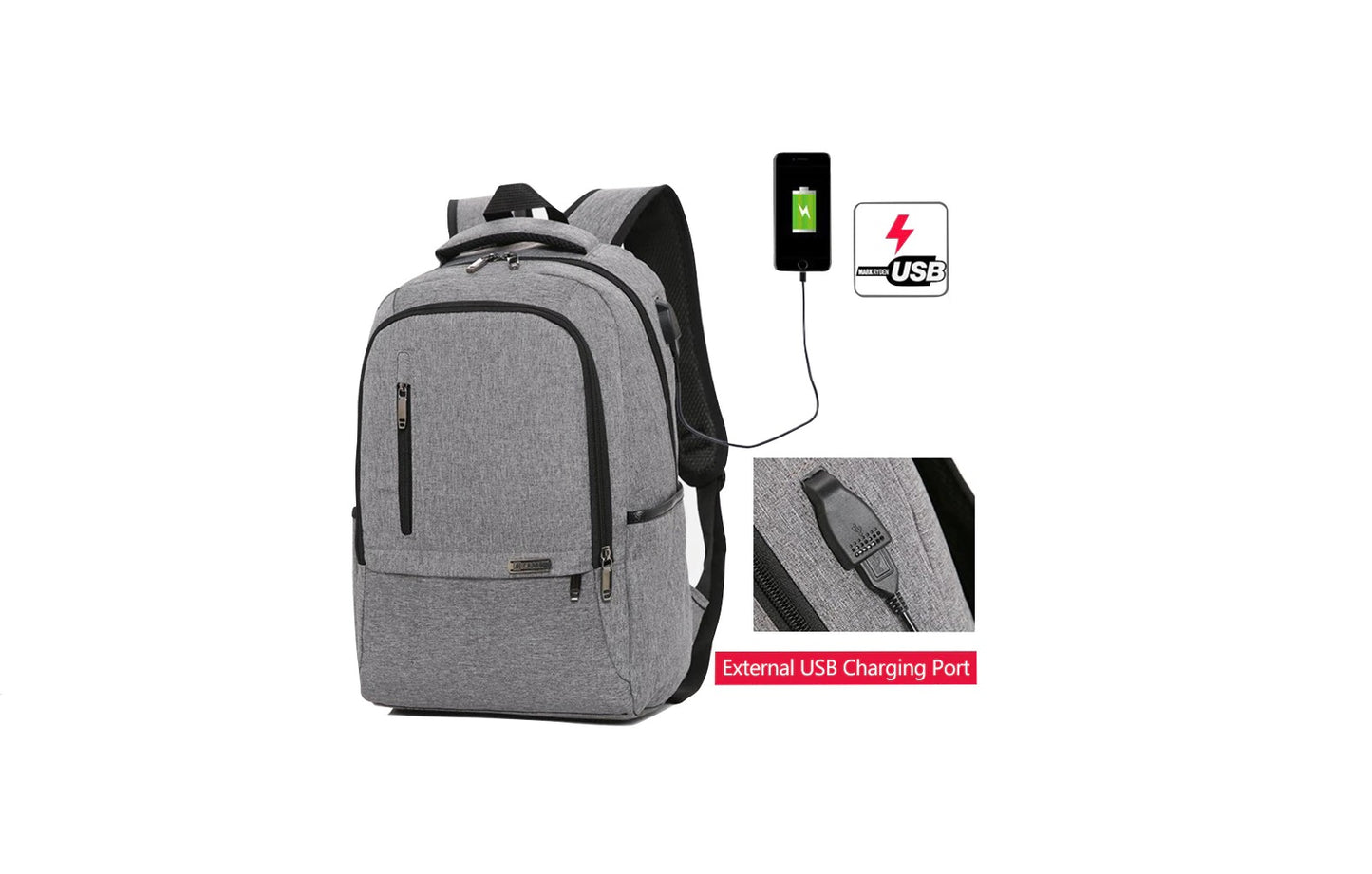 N-Sport Backpack with USB Port - Grey