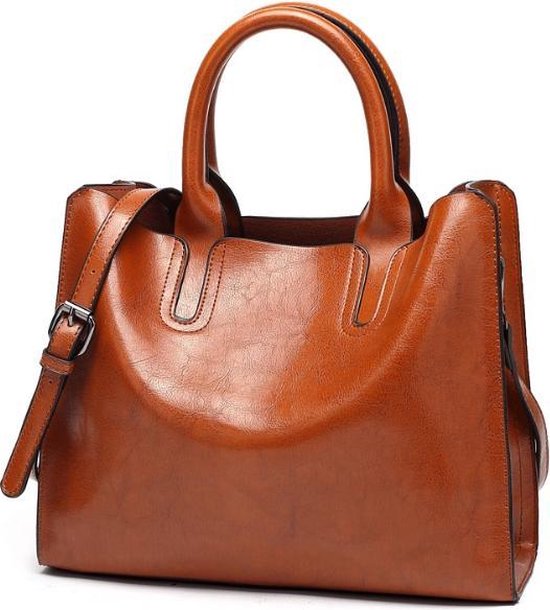 Leather Ladies Bag Spacious Leather Bag Handbag Brown