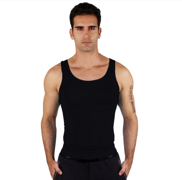 Slimming shirt - Afslank shirt - Figuur corrigerend shirt - Mannen - Zwart S/M