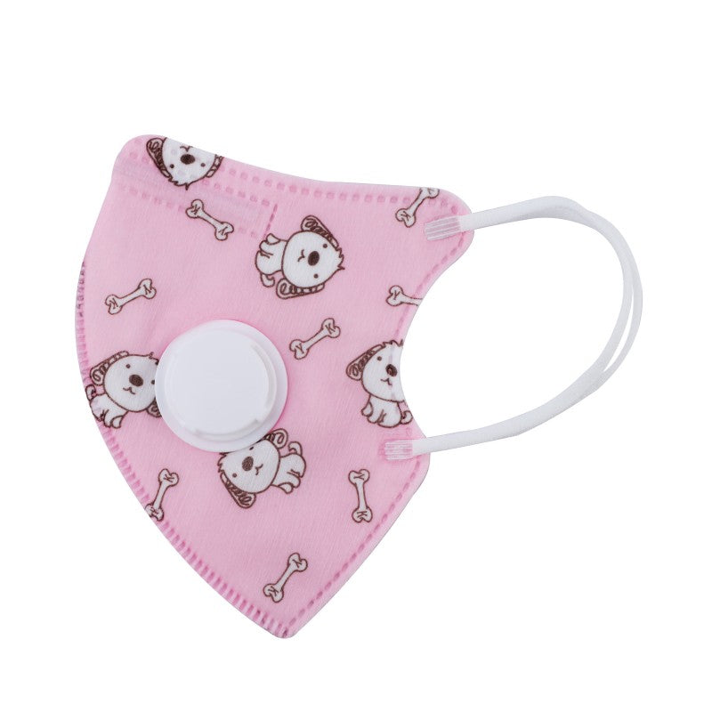 KN90 Mouth Mask with Valve Especially for Children Pink 5 pieces