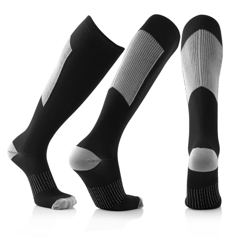 6 pair COPPER Compression Socks Black with Mix Colors S/M