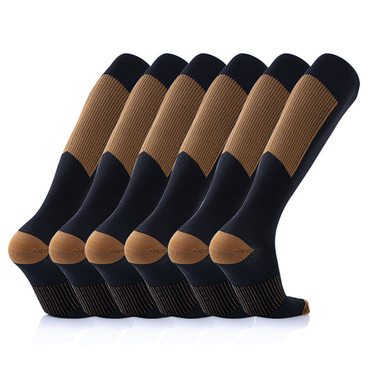 6 pairs of Compression Socks BROWN L-XL