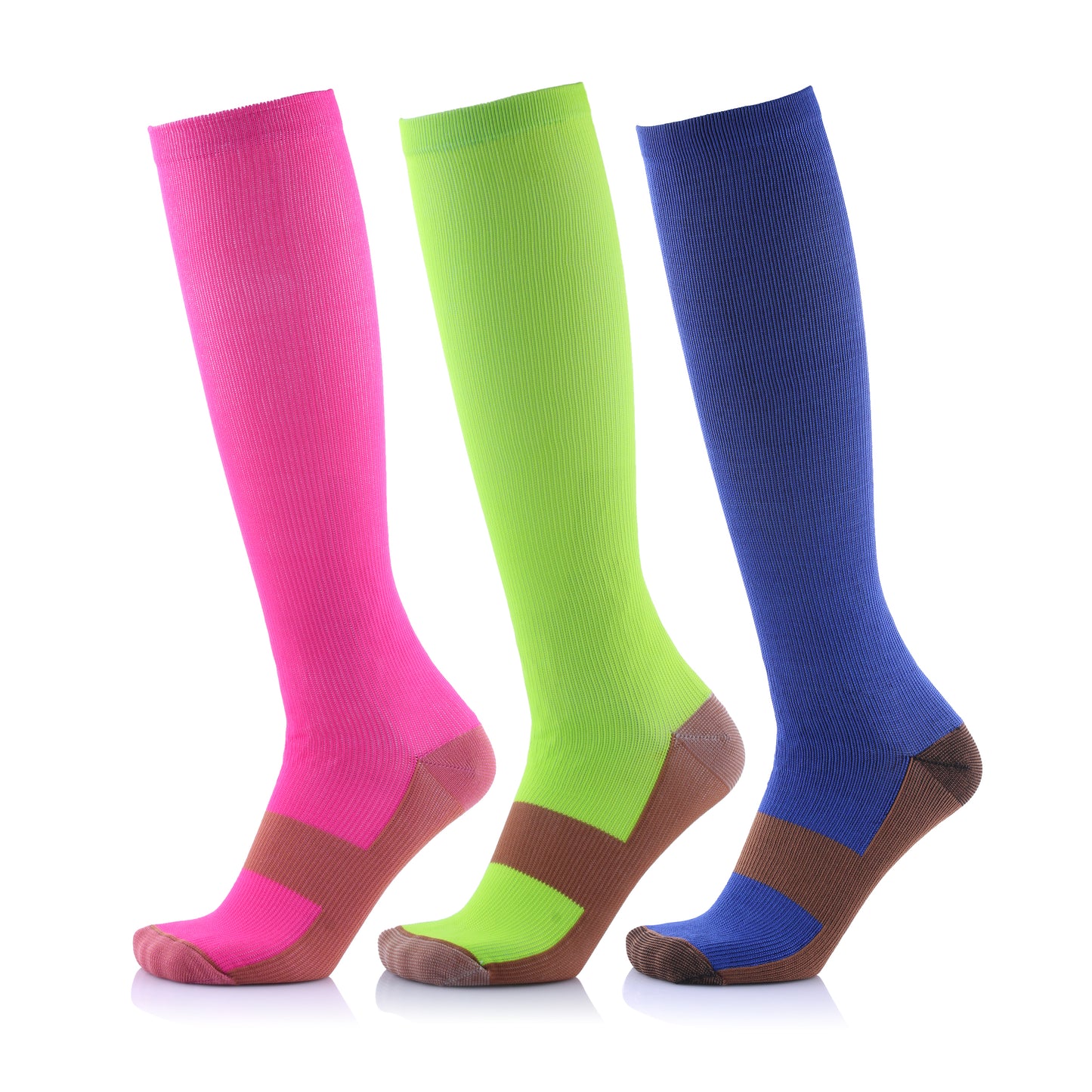 6 pairs of COPPER Compression Socks Mix Colors S/M
