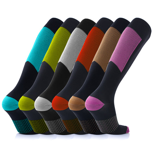 6 pair COPPER Compression Socks Black with Mix Colors S/M
