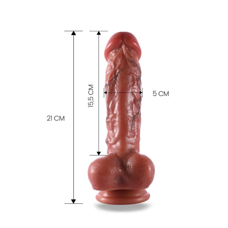 21 CM Realistic vein dildo, double layered silicone dildo with suction cup