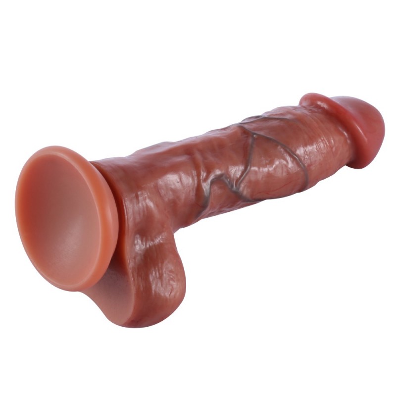 21 CM Realistic vein dildo, double layered silicone dildo with suction cup